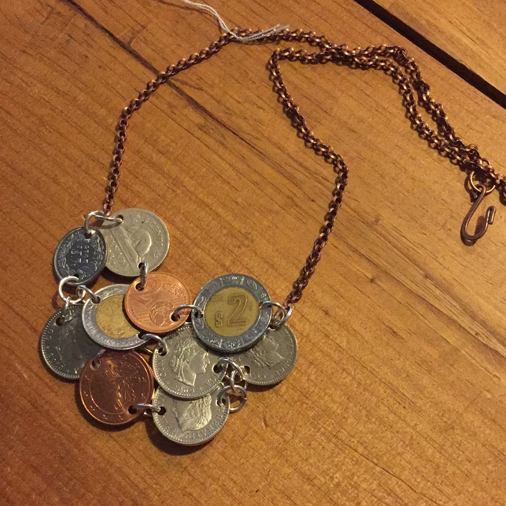🚫SOLD🚫 🐢 3-Layer Coin Copper Statement Necklace - Picture 4 of 7